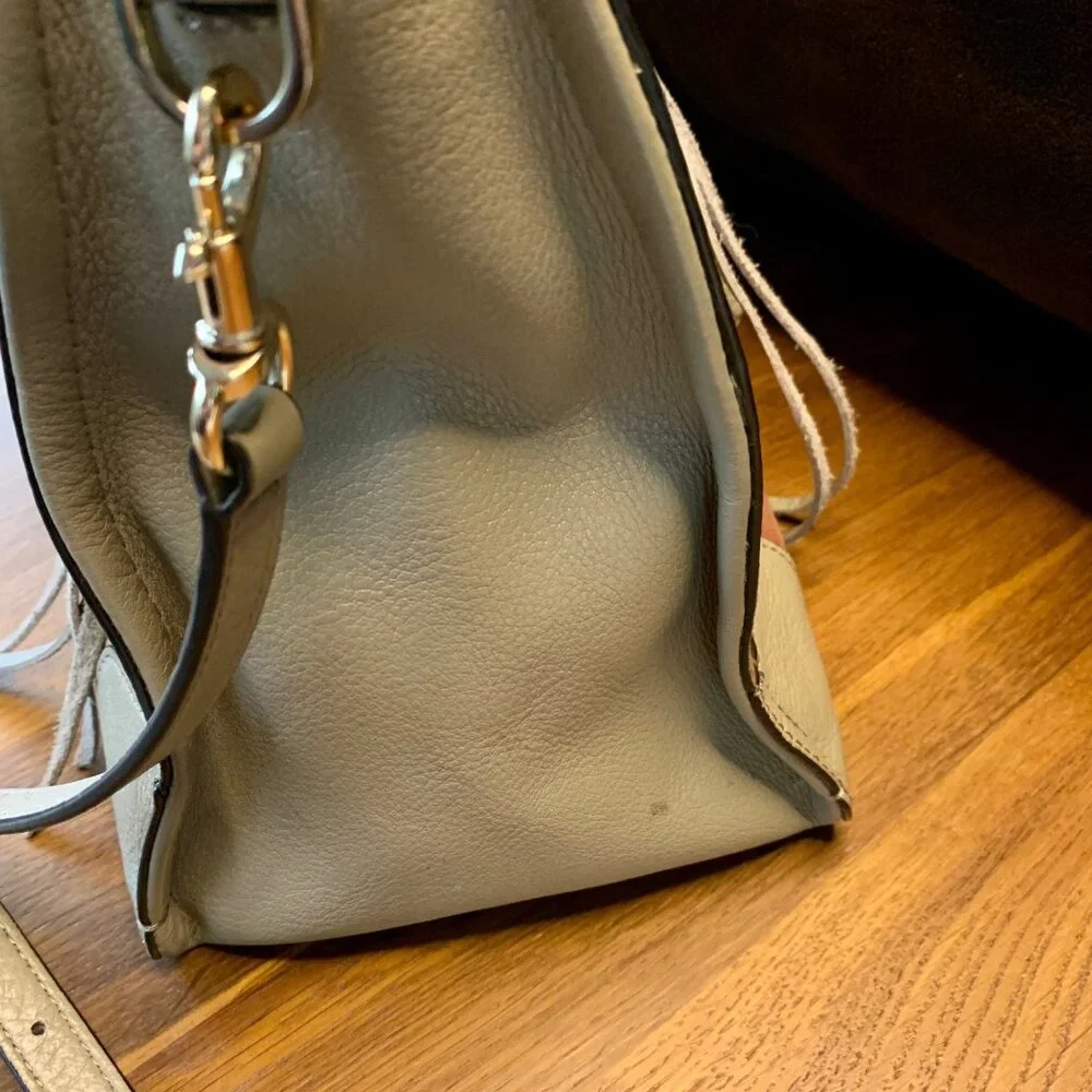 REBECCA MINKOFF Colorblock Chevron Satchel Big Regan Handbag Leather Purse Bag - Picture 11 of 14